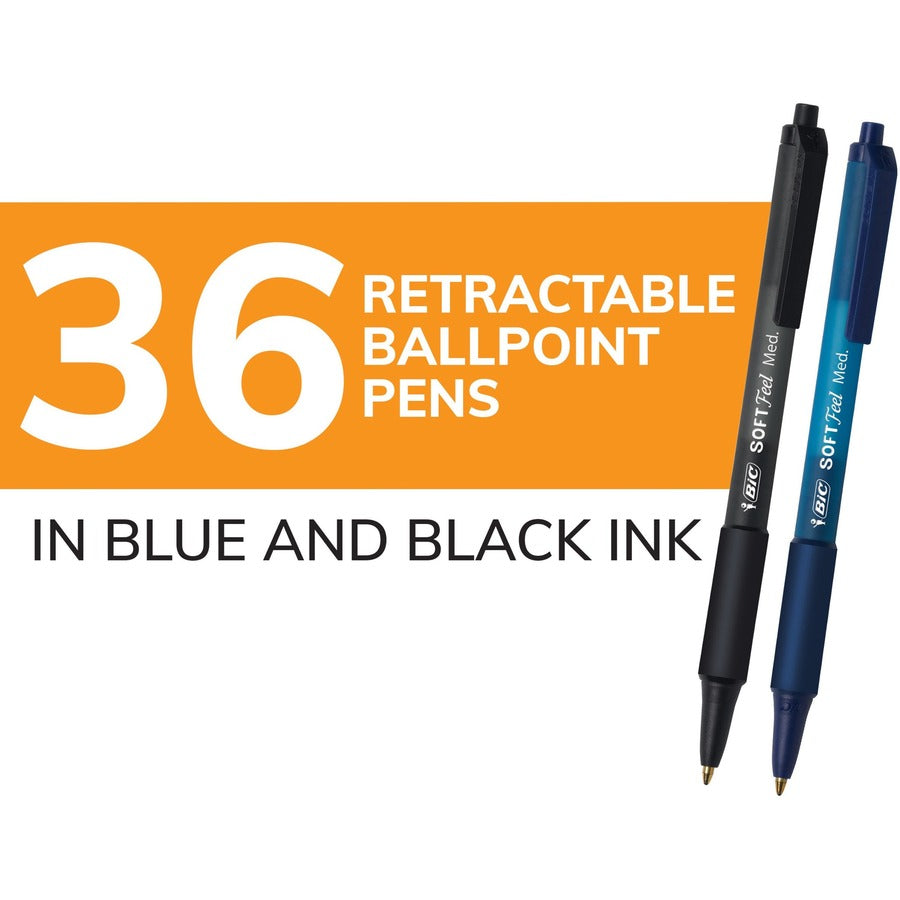 1 mm Medium Pen Point - Retractable - Assorted Ink - 36 / Box