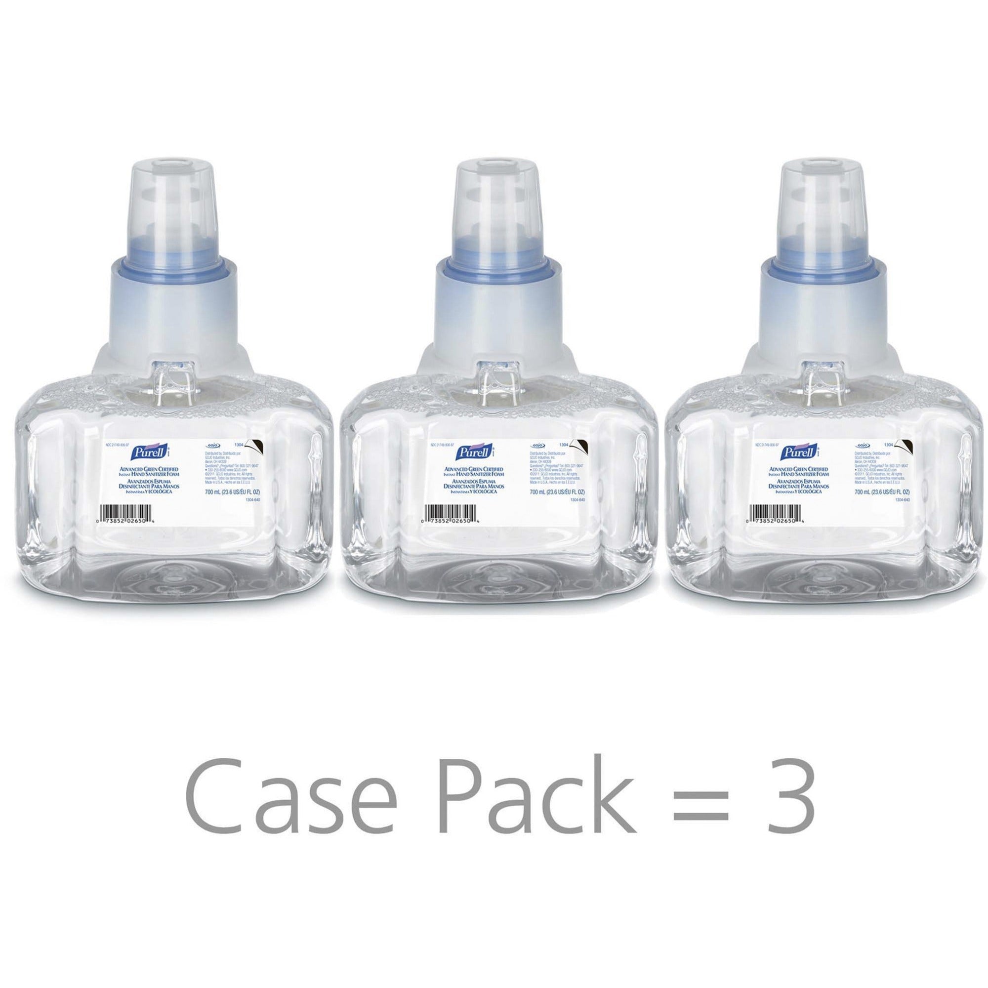 PURELL&reg; Hand Sanitizer Foam Refill - 23.67 fl oz - Hands-free Dispenser - Kill Germs - Hand, Skin - Clear - Eco-friendly - 3 / Carton