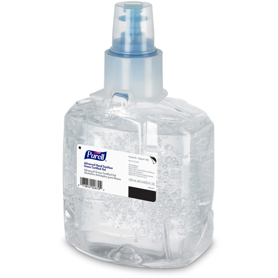 PURELL&reg; Hand Sanitizer Gel Refill - 1.27 quart - Hands-free Dispenser - Kill Germs - Skin, Hand - Clear - Fragrance-free, Dye-free - 2 / Carton