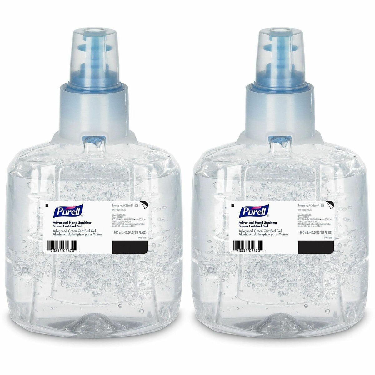 PURELL&reg; Hand Sanitizer Gel Refill - 1.27 quart - Hands-free Dispenser - Kill Germs - Skin, Hand - Clear - Fragrance-free, Dye-free - 2 / Carton