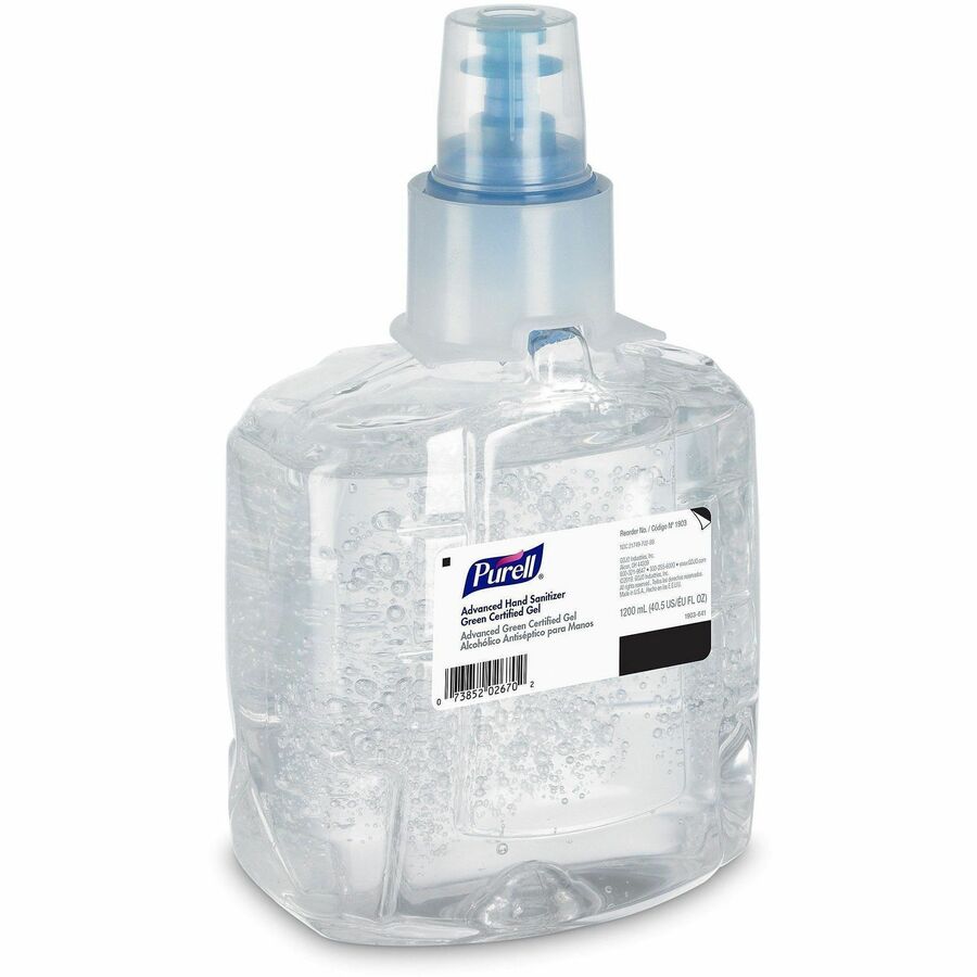 PURELL&reg; Hand Sanitizer Gel Refill - 1.27 quart - Hands-free Dispenser - Kill Germs - Skin, Hand - Clear - Fragrance-free, Dye-free - 2 / Carton