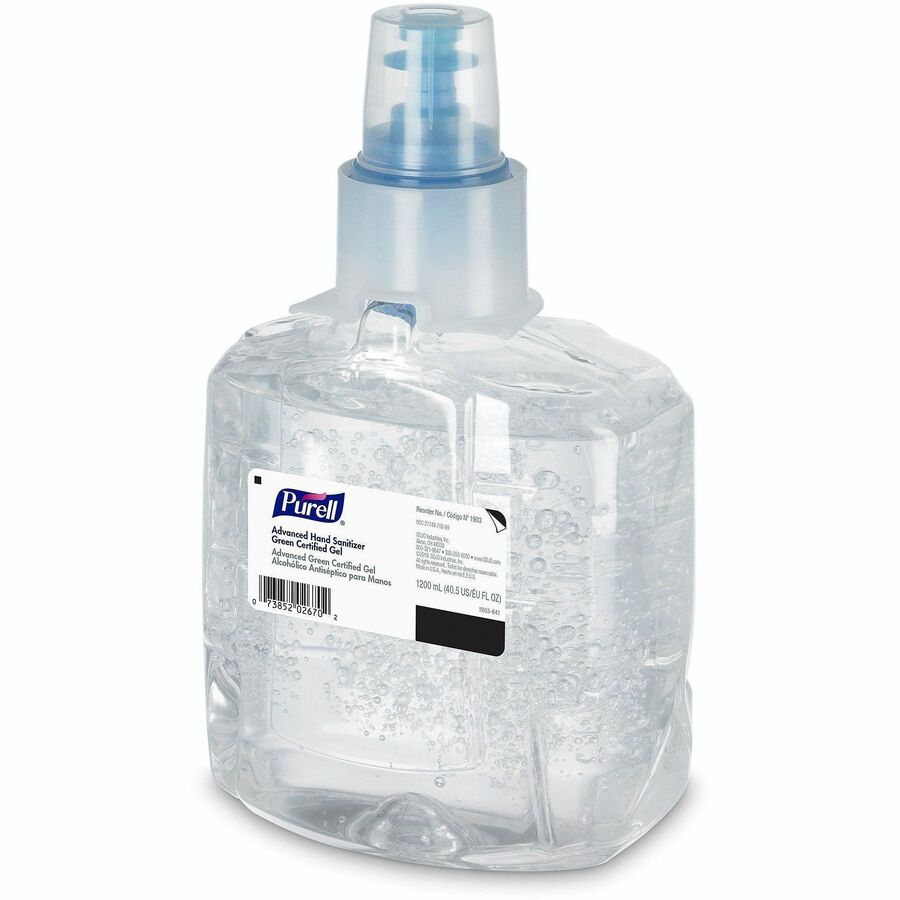 PURELL&reg; Hand Sanitizer Gel Refill - 1.27 quart - Hands-free Dispenser - Kill Germs - Skin, Hand - Clear - Fragrance-free, Dye-free - 2 / Carton