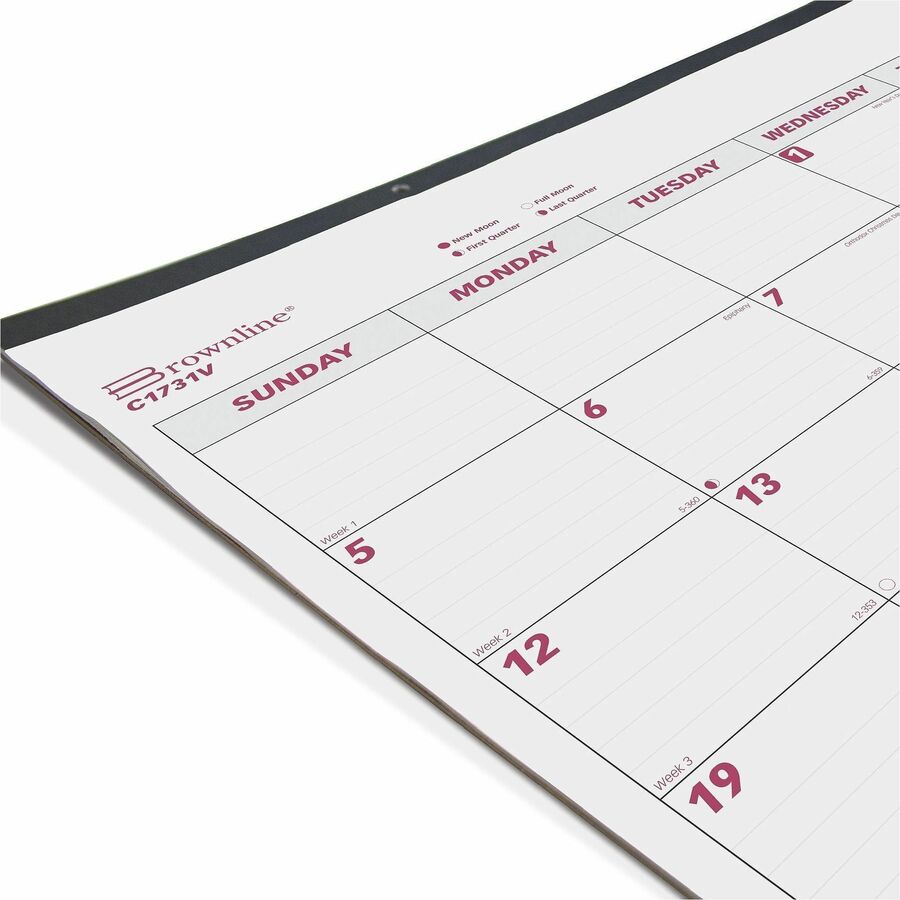 Julian Dates - Monthly - 12 Month - January 2026 to December 2026 - 1 Month Single Page Layout - 22" x 17" Sheet Size - Desk Pad - White - Chipboard - Tear-off, Reinforced, Perforated, Reference Calendar, Hole-punched - 1 Each