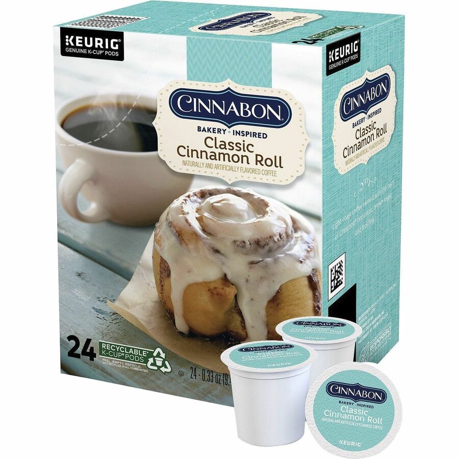 Compatible with Keurig Brewer - Regular - Light - K-Cup, Pod - Classic Cinnamon Roll - Kosher - 24 / Box