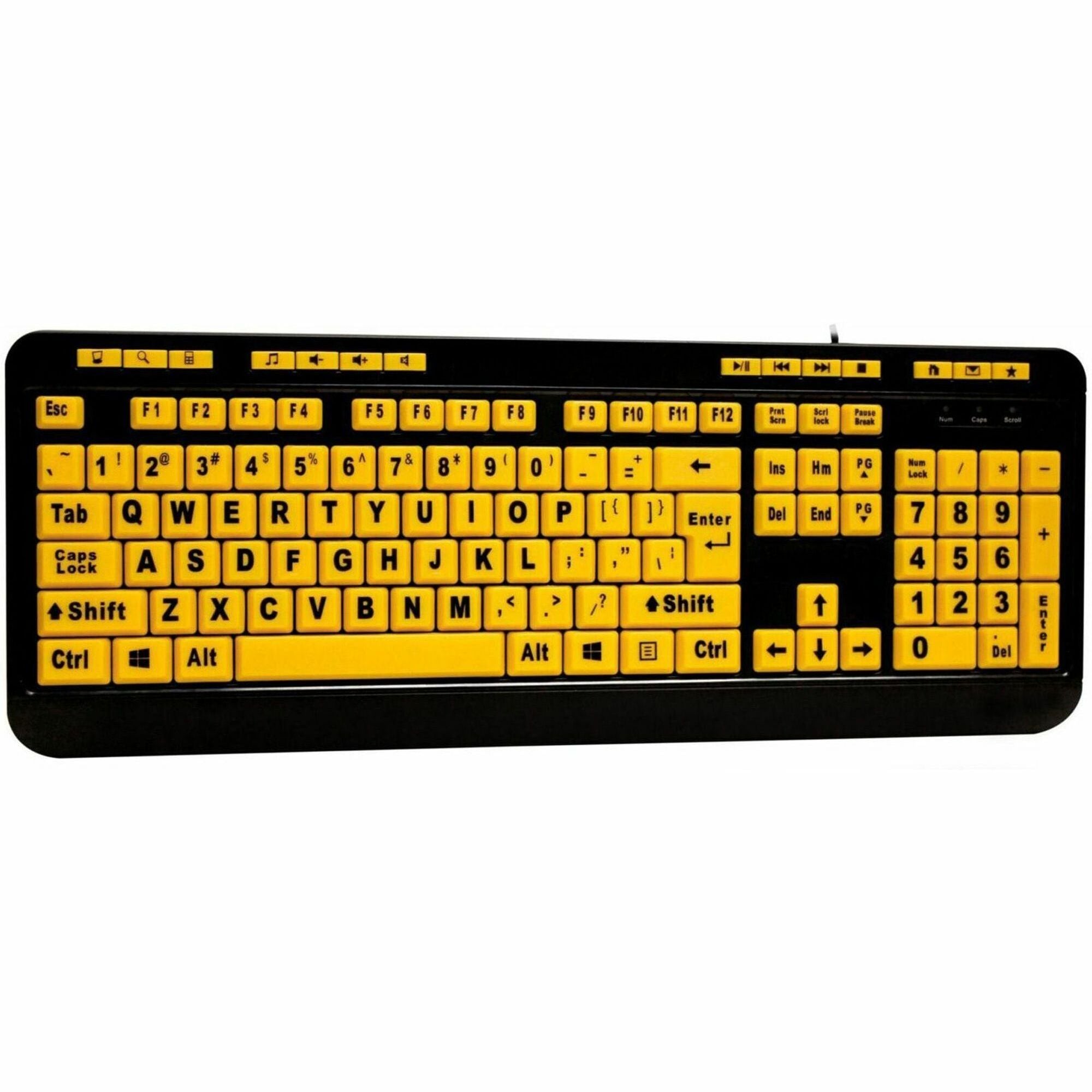 Adesso Luminous 4X Large Print Multimedia Desktop Keyboard