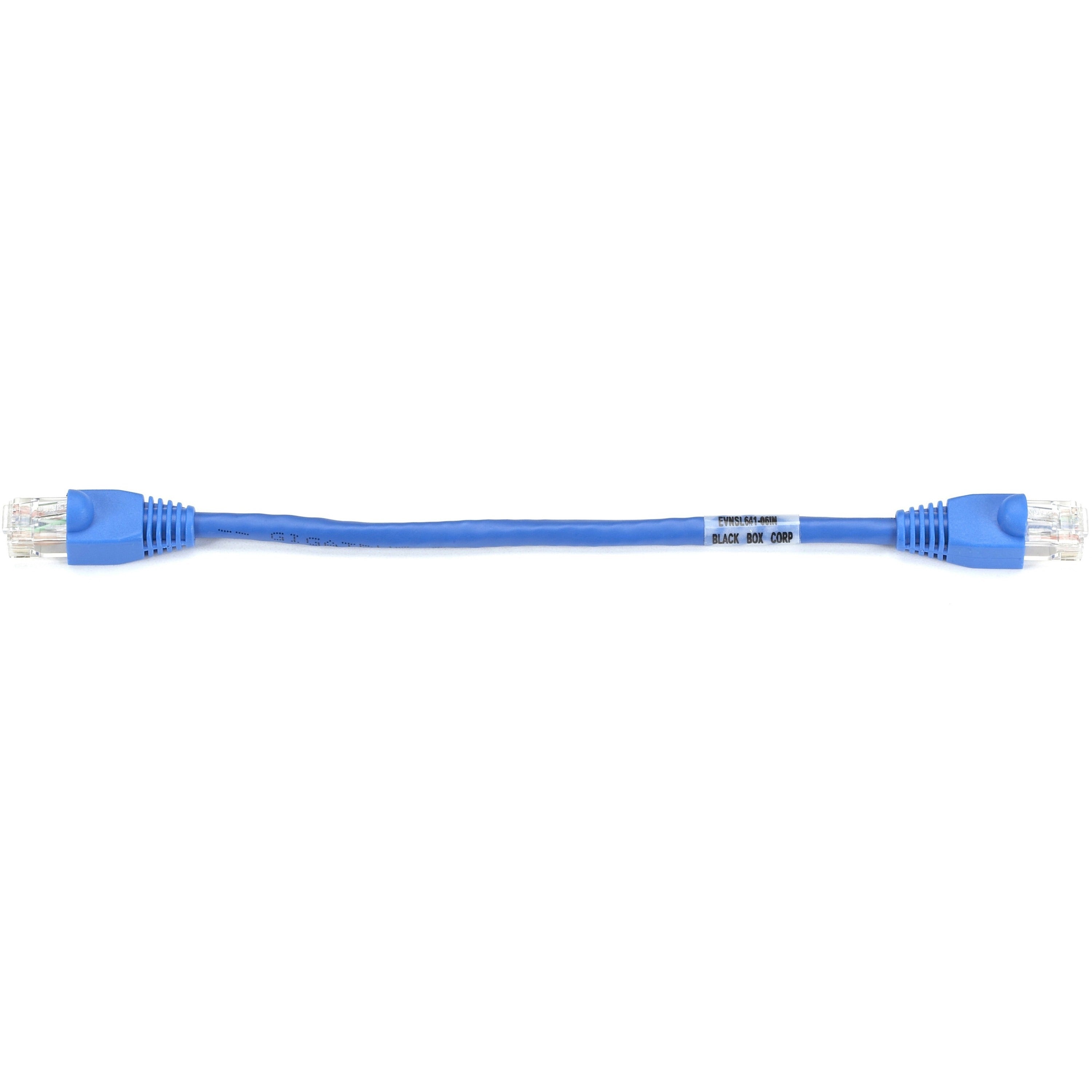 Black Box GigaTrue Cat6 UTP Patch Cable, 9 Inch, RJ-45 Male/Male, 24 AWG, Gold Plated Contacts, Snagless Boot, Blue, 1 Each