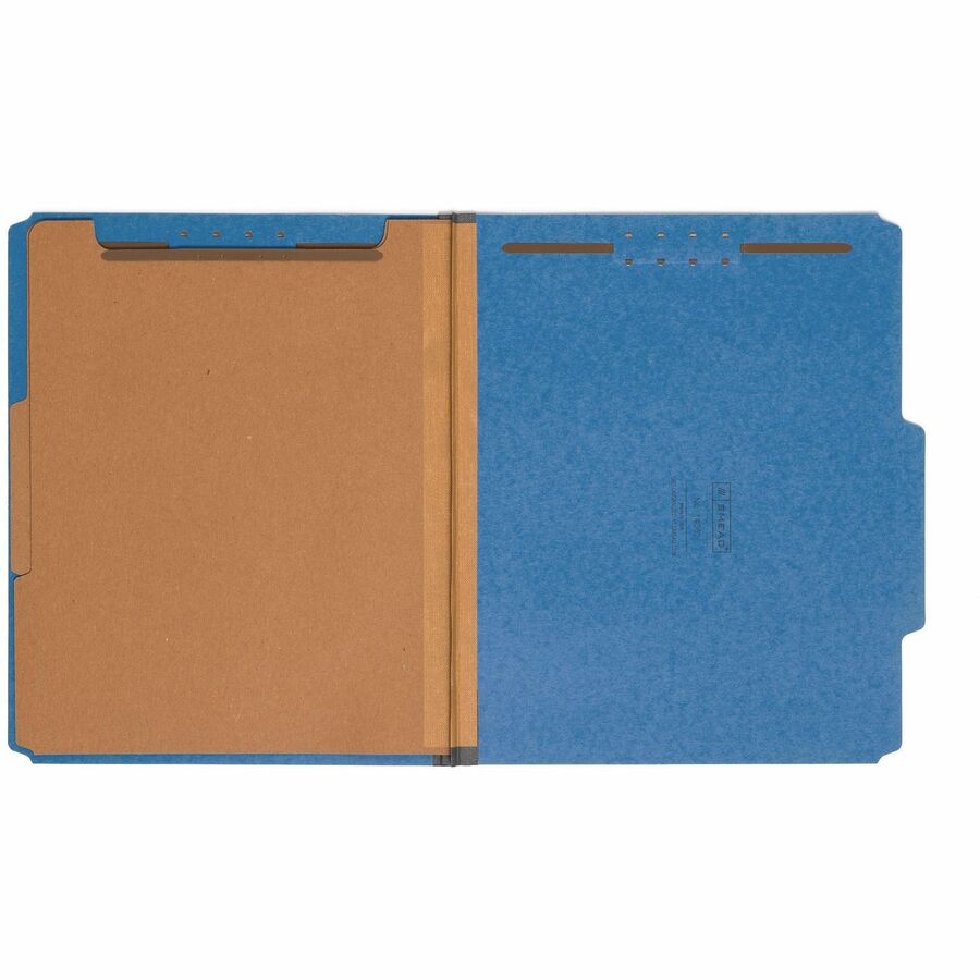 Smead 2/5 Tab Cut Letter Recycled Classification Folder, 8.5" x 11", 2" Expansion, 2 Fasteners, 2 Dividers, 25 pt. Pressboard, Dark Blue, 100% Recycled, 10/Box