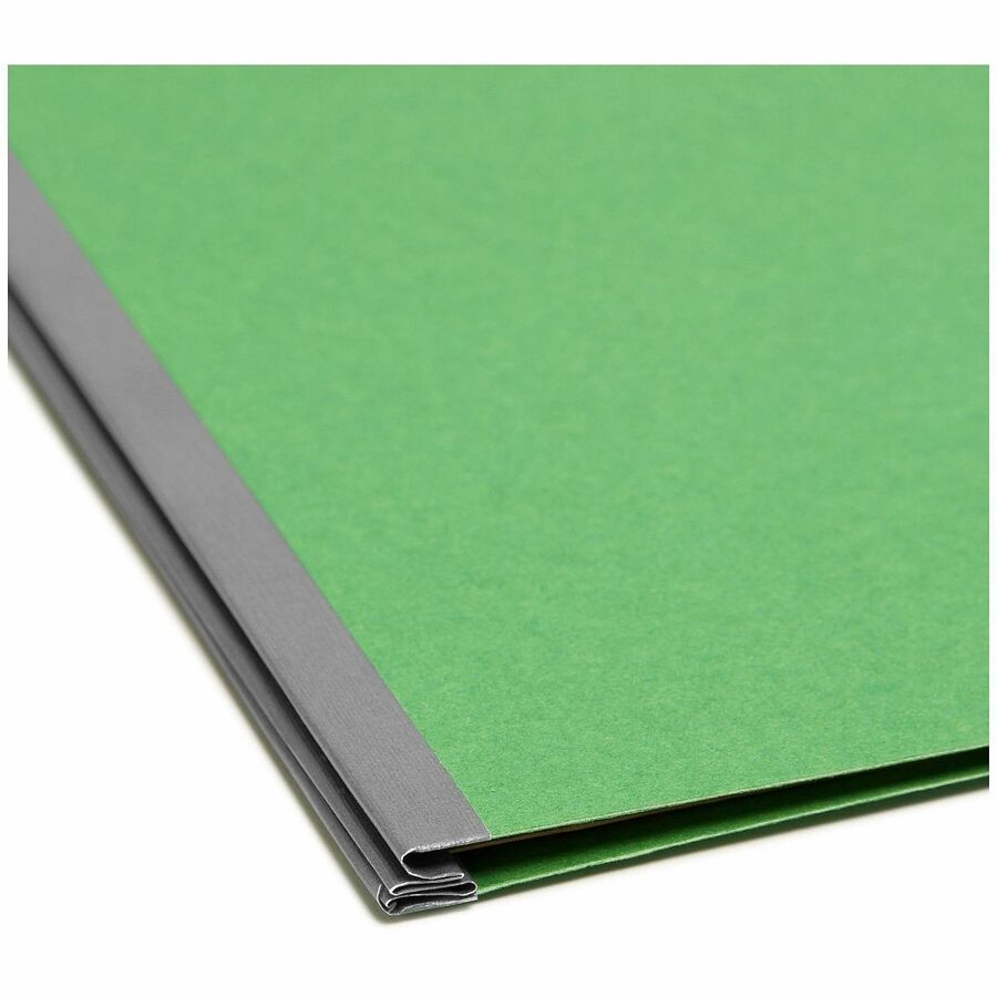 Smead 2/5 Tab Cut Letter Recycled Classification Folder, 8.5" x 11", 2" Expansion, 2 Fasteners, 2 Dividers, 25 pt. Green Pressboard, 100% Recycled, 10/Box