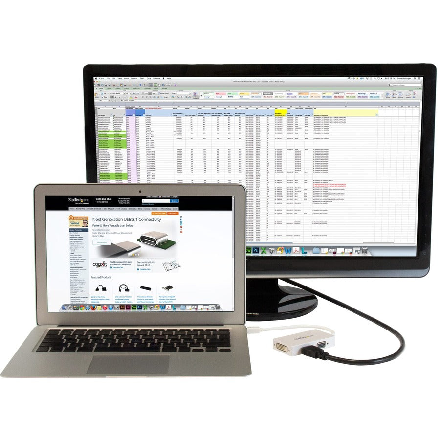 StarTech.com Travel A/V Adapter: 3-in-1 Mini DisplayPort to VGA DVI or HDMI Converter - White