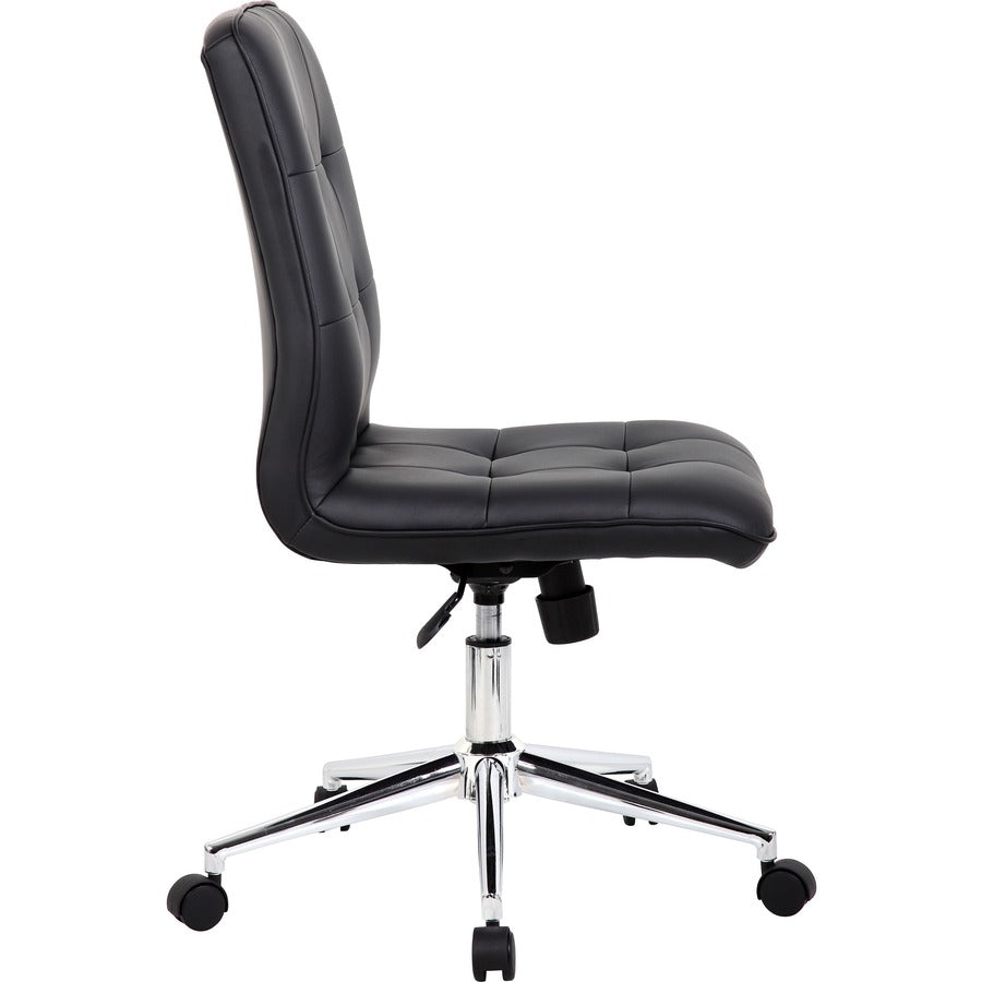 Boss Modern B330 Task Chair - Black Seat Color - Vinyl Seat Material - Chrome, Black Frame Color - Chrome Frame Material - 5-star Base - Black - 1 Each