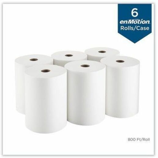 1 Ply - 10" Width x 800 ft Length - 8" Roll Diameter - White - 6 / Case