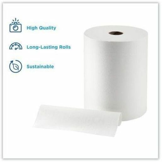 1 Ply - 10" Width x 800 ft Length - 8" Roll Diameter - White - 6 / Case