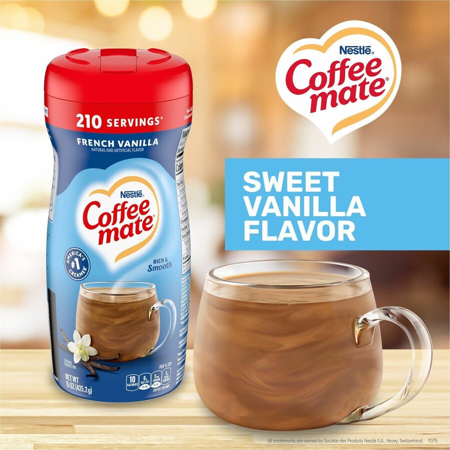 Coffee mate French Vanilla Powdered Coffee Creamer Canister - French Vanilla Flavor - 0.94 lb (15 oz) - 141 Serving - 1 Each