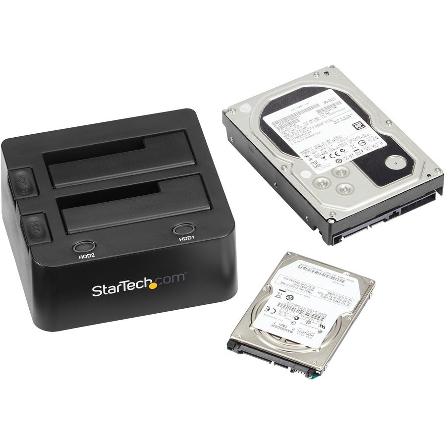StarTech.com Drive Dock SATA/600 - USB 3.0 Type B Host Interface - UASP Support External - Black - 2 x HDD Supported - 2 x SSD Supported - 2 x Total Bay - 2 x 2.5"/3.5" Bay - Plastic