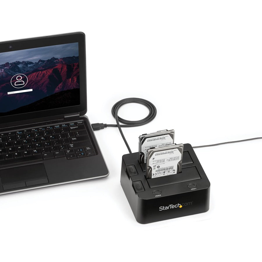 StarTech.com Drive Dock SATA/600 - USB 3.0 Type B Host Interface - UASP Support External - Black - 2 x HDD Supported - 2 x SSD Supported - 2 x Total Bay - 2 x 2.5"/3.5" Bay - Plastic