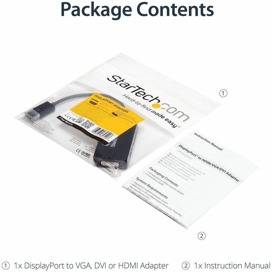StarTech.com Travel A/V Adapter: 3-in-1 DisplayPort to VGA DVI or HDMI Converter