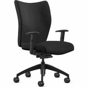 9 to 5 Seating Bristol Fabric Mid-Back Chair, Black Leather Seat and Back, Adjustable Arms, 5-Star Base, 1 Each