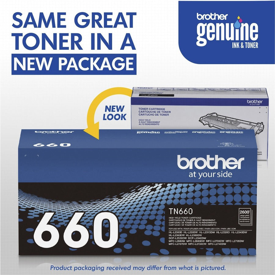 Brother TN660 Original High Yield Laser Toner Cartridge - Black - 1 Each