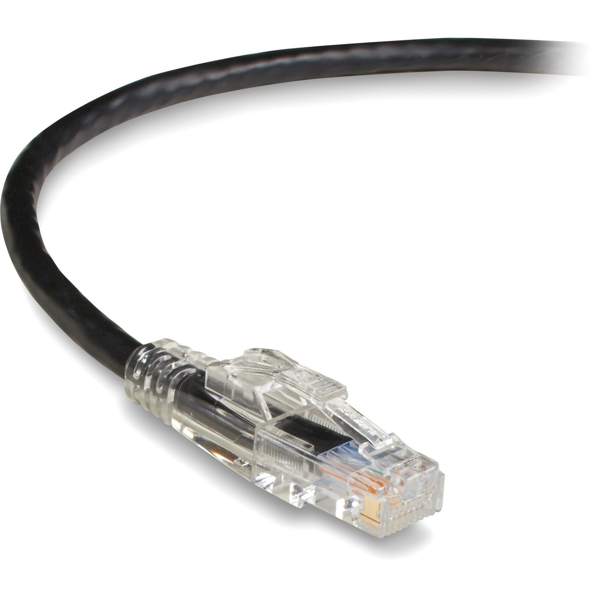 Black Box GigaBase 3 Cat5e UTP Patch Network Cable, 20 ft, RJ-45 Male/Male, Gold Plated Contacts, 24 AWG, Black, 1 Each