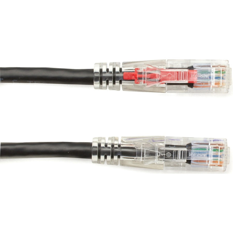 Black Box GigaBase 3 Cat5e UTP Patch Network Cable, 20 ft, RJ-45 Male/Male, Gold Plated Contacts, 24 AWG, Black, 1 Each