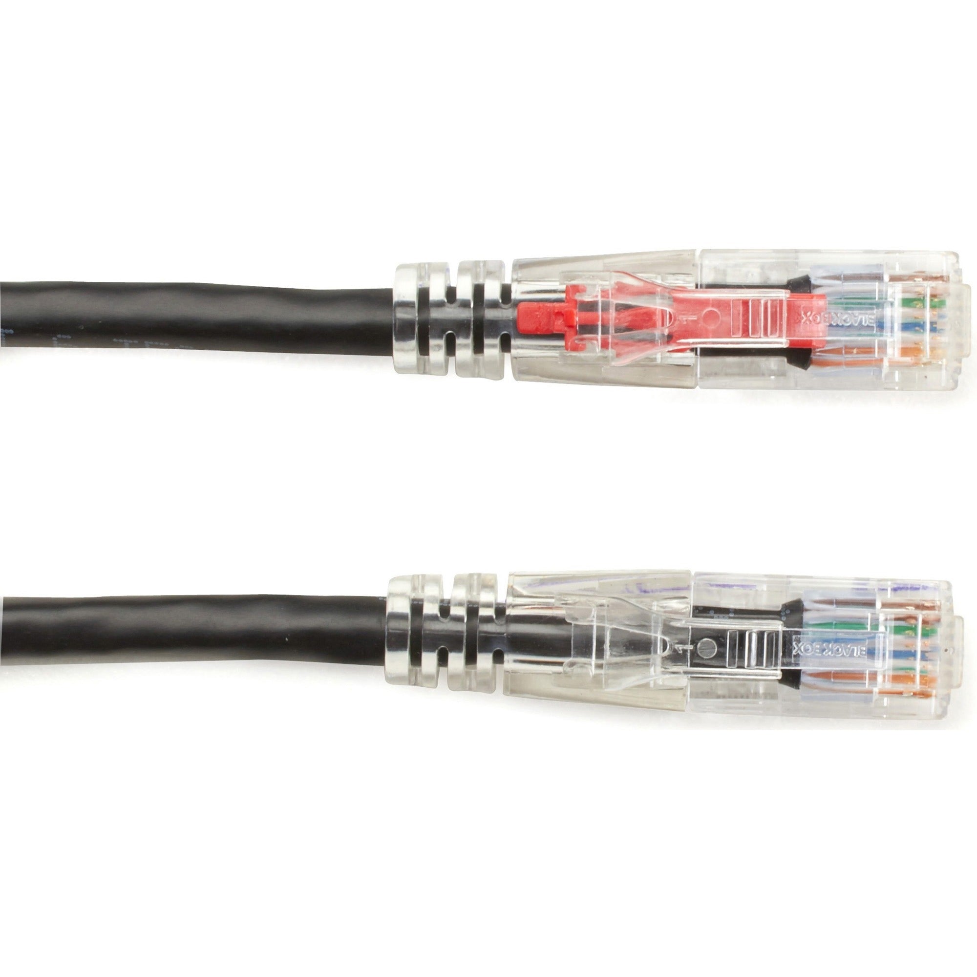 Black Box GigaBase 3 Cat.5e UTP Patch Network Cable, 25 ft, RJ-45 Male/Male, 24 AWG, Gold Plated Contacts, Black, 1 Each
