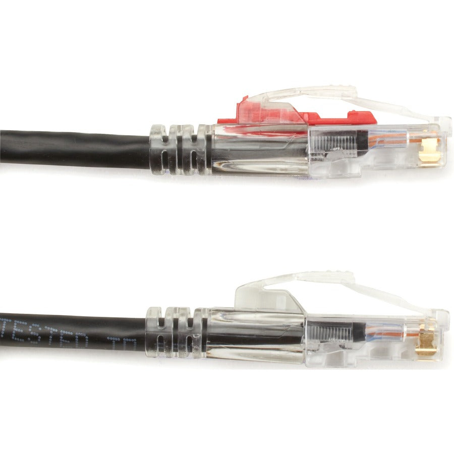 Black Box GigaBase 3 Cat.5e UTP Patch Network Cable, 25 ft, RJ-45 Male/Male, 24 AWG, Gold Plated Contacts, Black, 1 Each