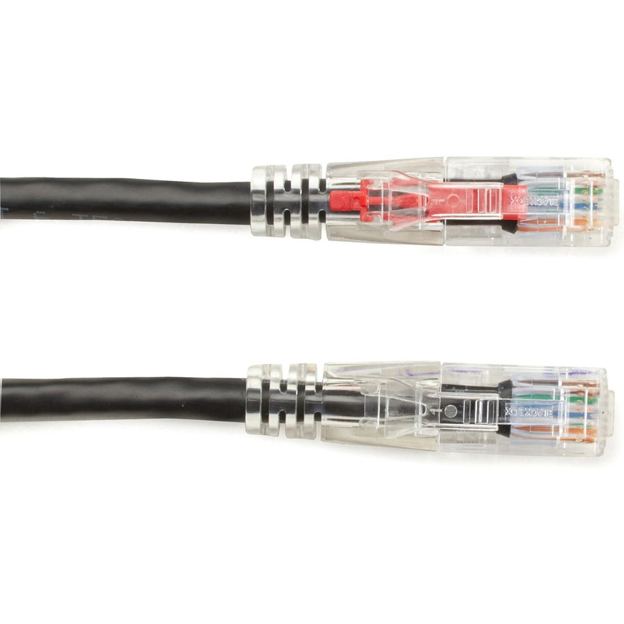 Black Box GigaBase 3 Cat.5e UTP Patch Network Cable, 30 ft, RJ-45 Male/Male, 24 AWG, Gold Plated Contacts, Black, 1 Each
