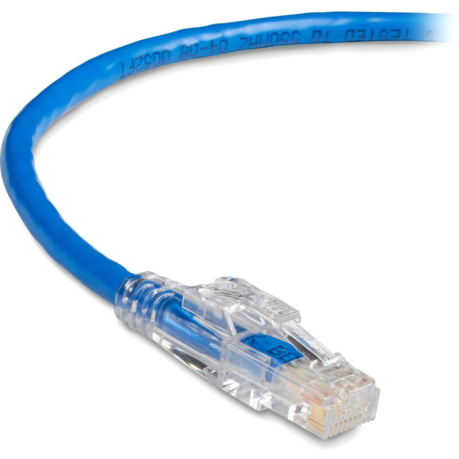 Black Box GigaBase 3 Cat5e UTP Patch Network Cable, 7 ft, RJ-45 Male/Male, 24 AWG, Blue, Gold Plated Contacts, Snagless Boot, 1 Each