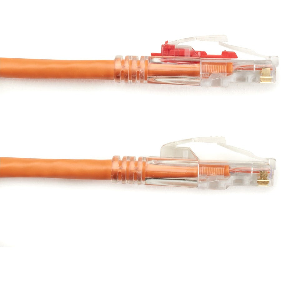Black Box GigaBase 3 Cat.5e UTP Patch Network Cable, 3 ft, RJ-45 Male/Male, 24 AWG, Gold Plated Contacts, Orange, 1 Each