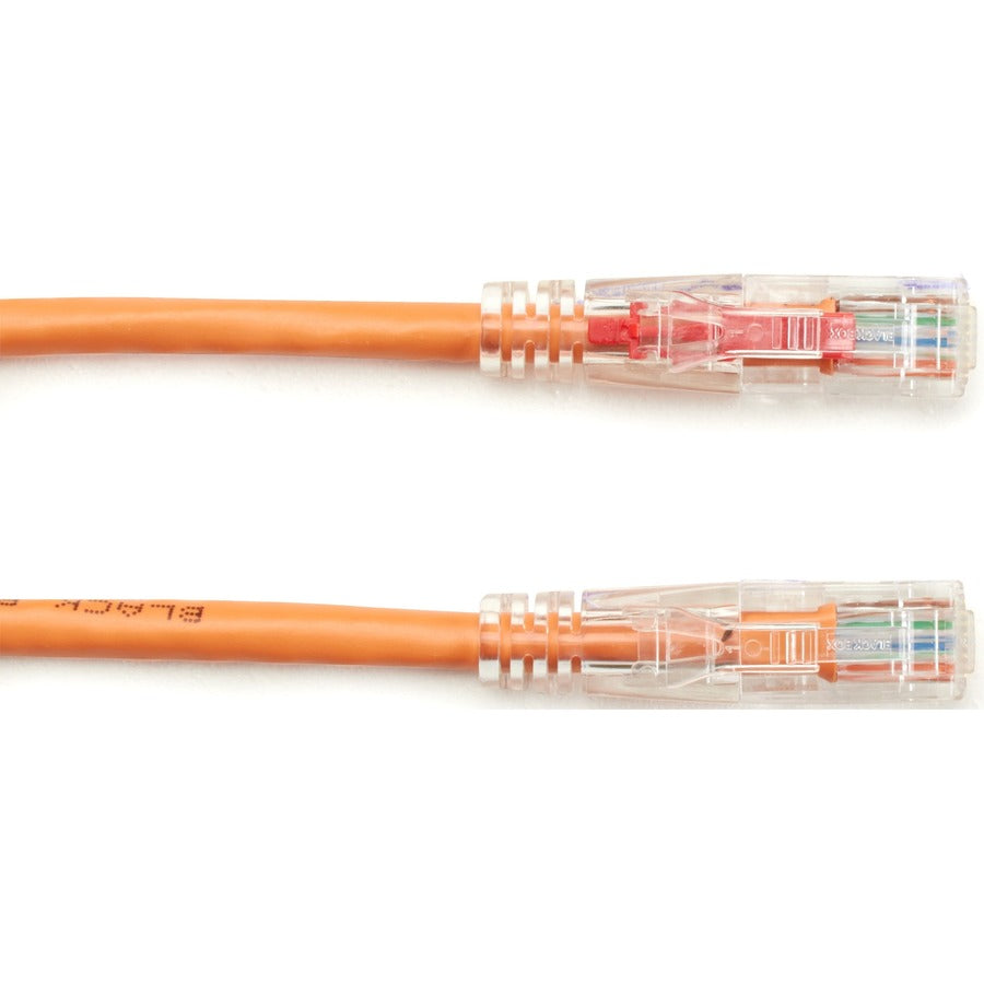 Black Box GigaBase 3 Cat.5e UTP Patch Network Cable, 4 ft, RJ-45 Male/Male, 24 AWG, Gold Plated Contacts, Orange, 1 Each