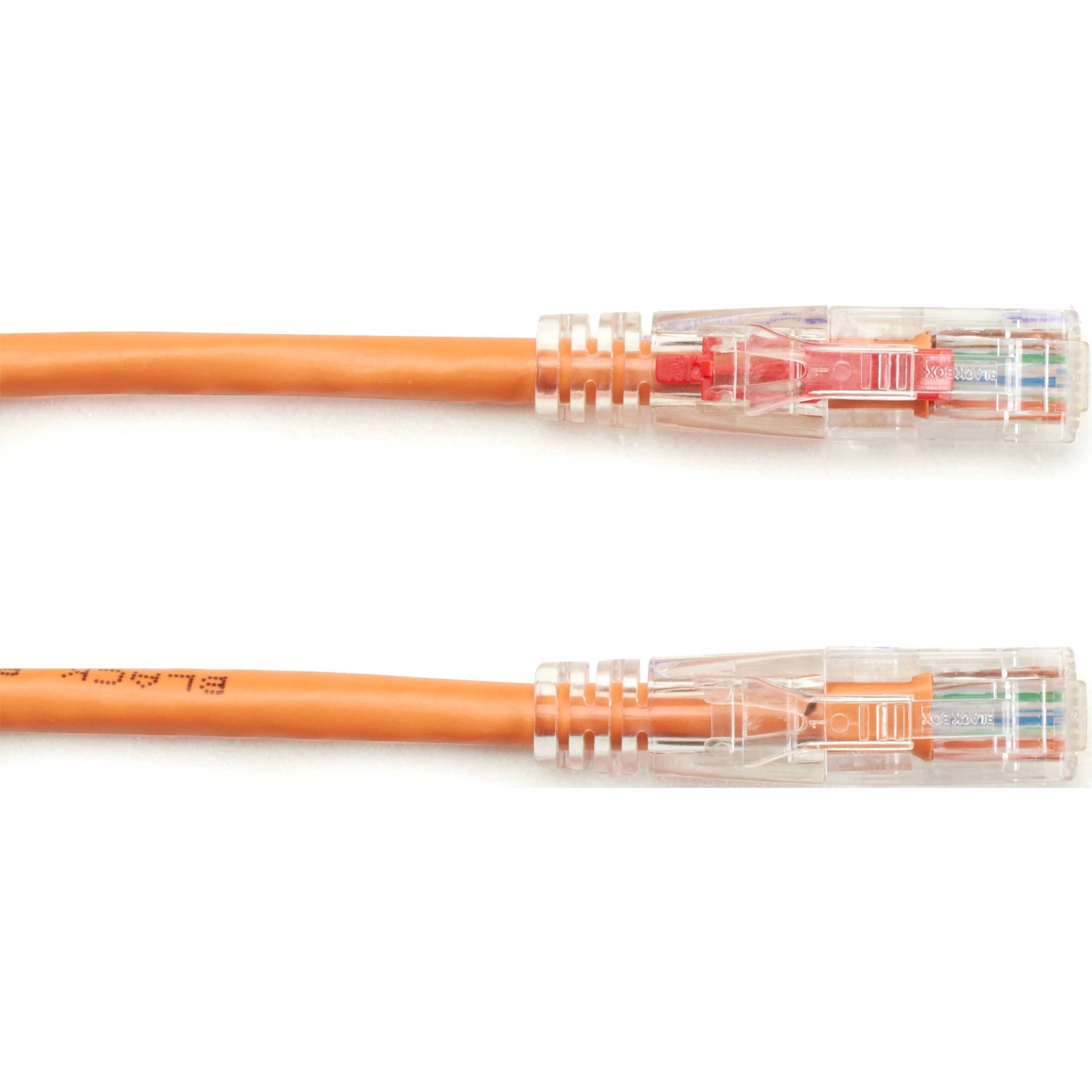 Black Box GigaBase 3 Cat.5e UTP Patch Network Cable, 6 ft, RJ-45 Male/Male, 24 AWG, Orange, Gold Plated Contacts, Snagless Boot, 1 Each