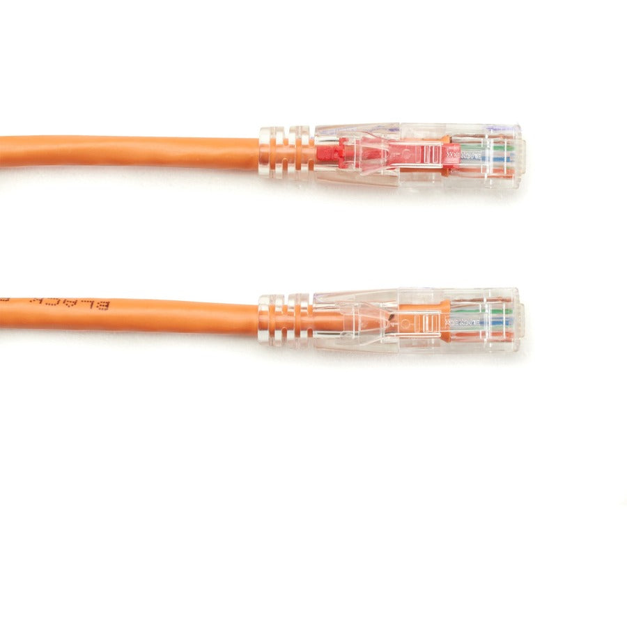 Black Box GigaBase 3 Cat.5e UTP Patch Network Cable, 100 ft, RJ-45 Male/Male, 24 AWG, Gold Plated Contacts, Orange, 1 Each