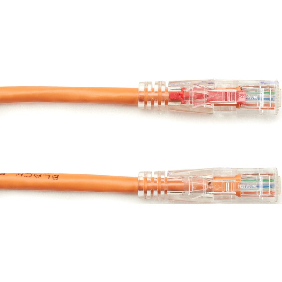 Black Box GigaBase 3 Cat.5e UTP Patch Network Cable, 20 ft, RJ-45 Male/Male, 24 AWG, Orange, Gold Plated Contacts, Snagless Boot, 1 Each
