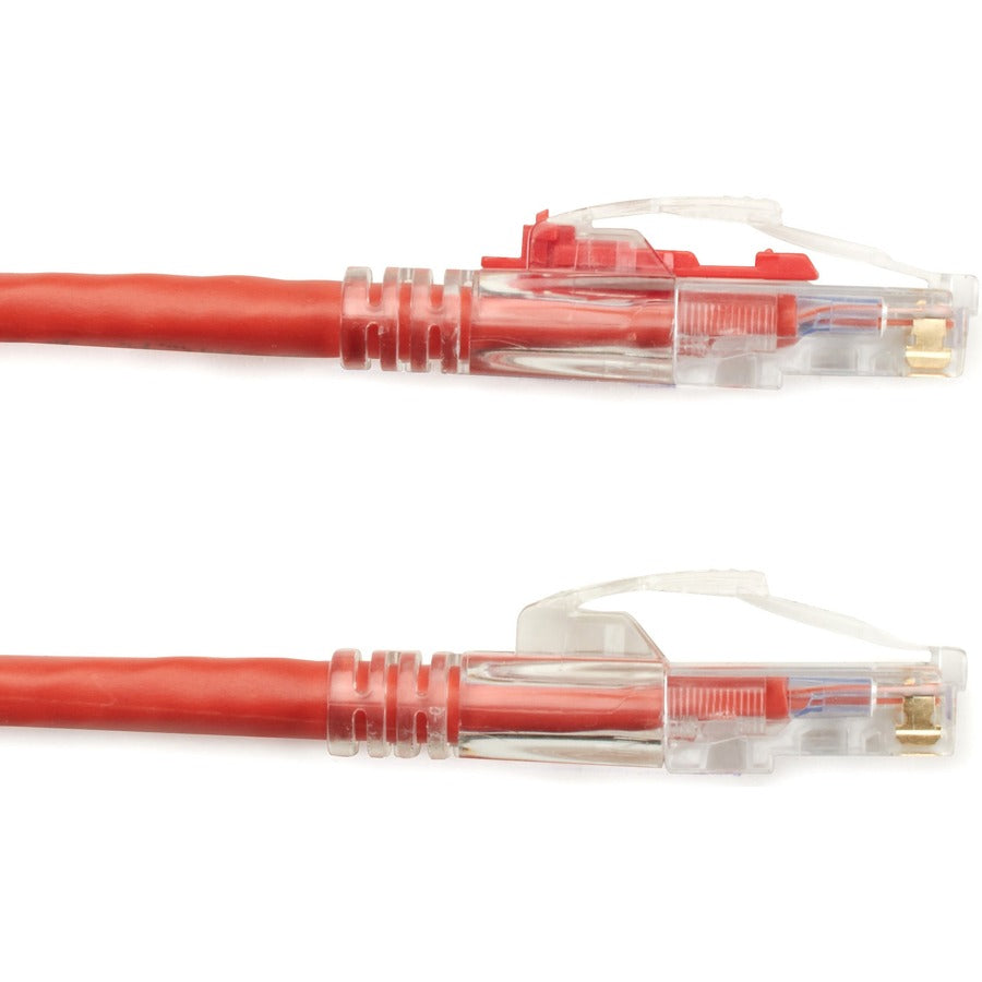 Black Box GigaBase 3 Cat5e UTP Patch Network Cable, 2 ft, RJ-45 Male/Male, 24 AWG, Gold Plated Contacts, Red, 1 Each