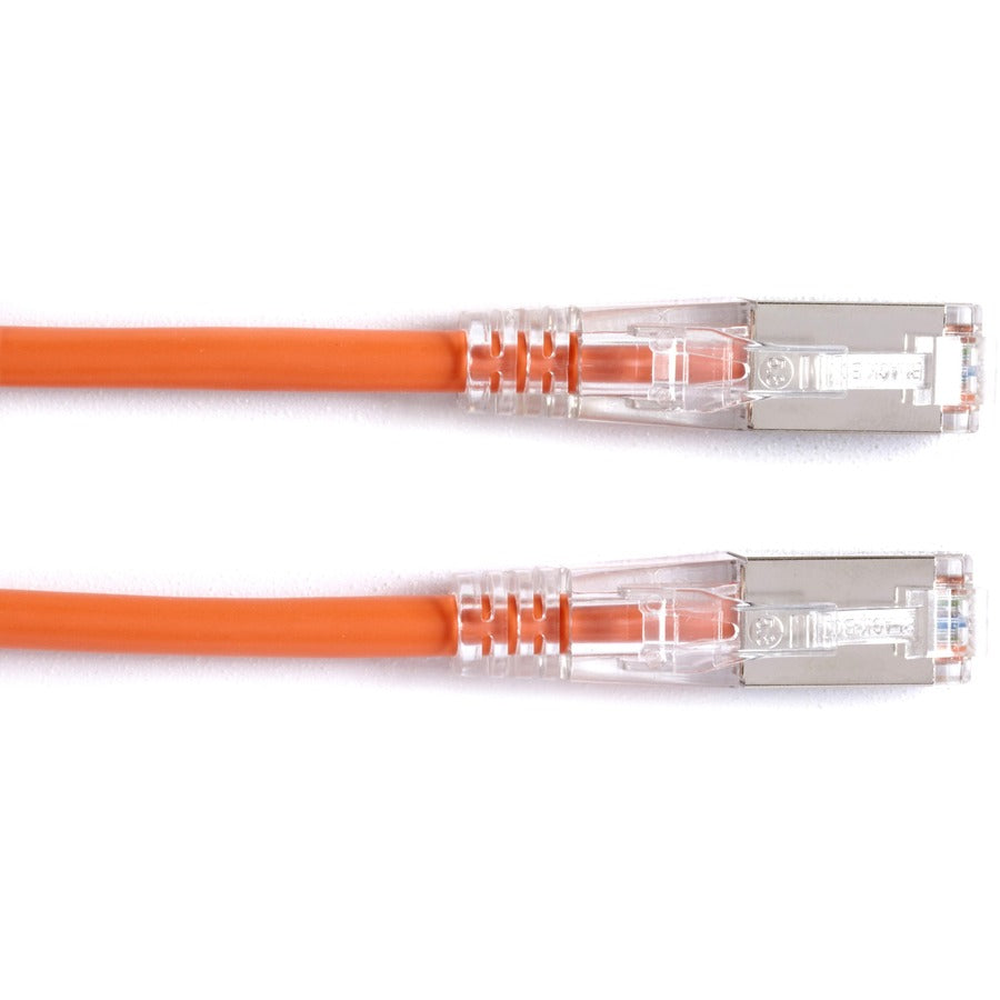 Black Box GigaBase 3 Cat.5e F/UTP Patch Network Cable, 5 ft, RJ-45 Male/Male, Shielded, Gold Plated Contacts, 24 AWG, Orange, 1 Each