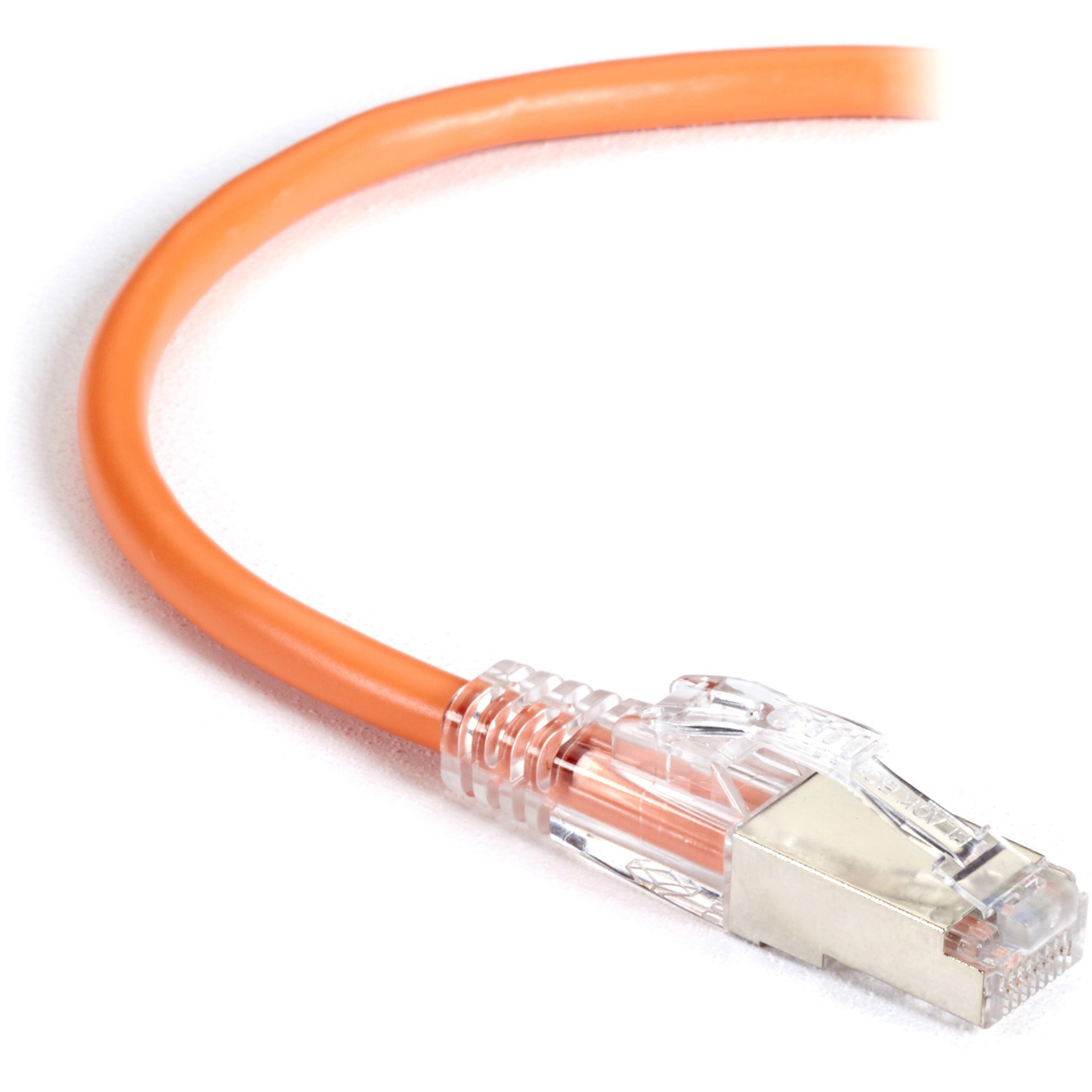 Black Box GigaBase 3 Cat.5e F/UTP Shielded Patch Network Cable, RJ-45 Male/Male, 15 ft, 24 AWG, Orange, Gold Plated Contacts, Snagless Boot, 1 Each
