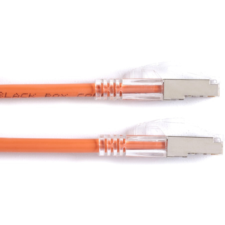 Black Box GigaBase 3 Cat.5e F/UTP Shielded Patch Network Cable, RJ-45 Male/Male, 15 ft, 24 AWG, Orange, Gold Plated Contacts, Snagless Boot, 1 Each
