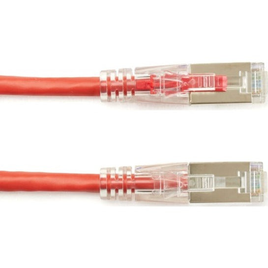 Black Box GigaBase 3 Cat.5e F/UTP Shielded Patch Network Cable, 2 ft, RJ-45 Male/Male, 24 AWG, Red, Gold Plated Contacts, 1 Gbit/s, 1 Each