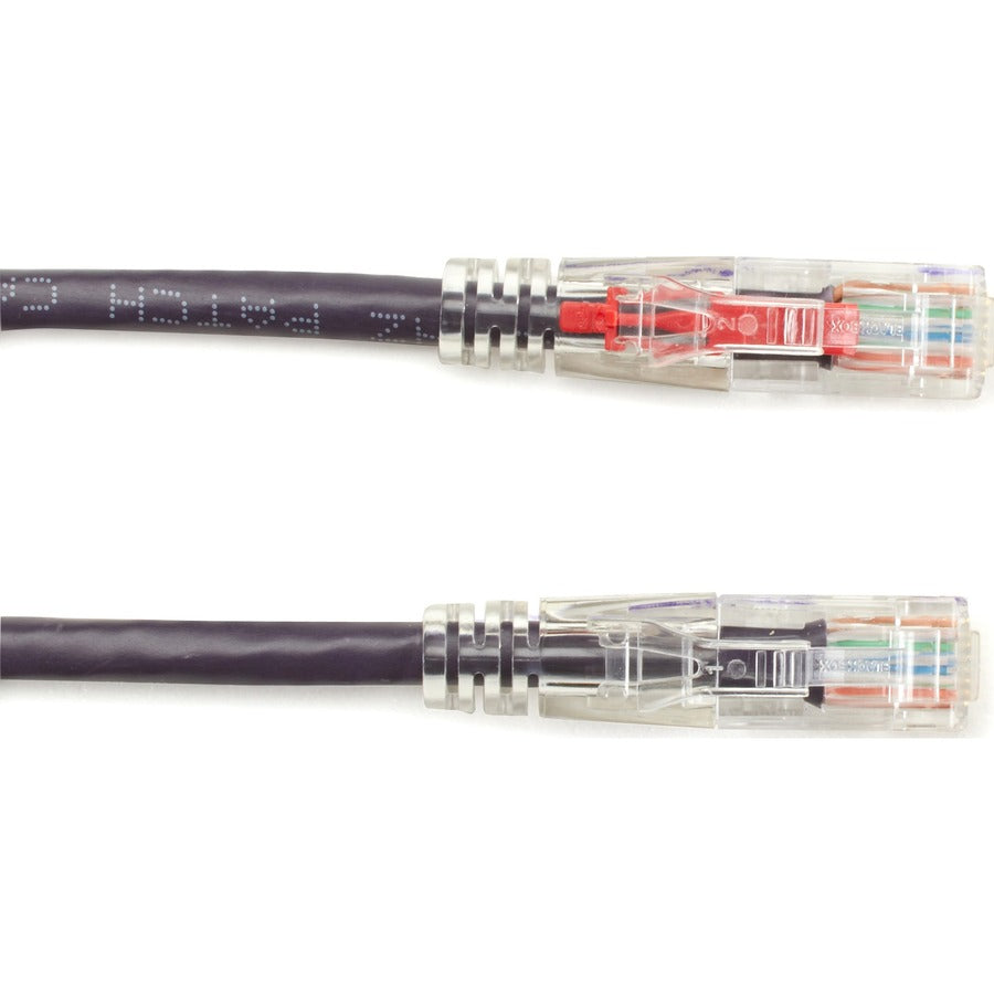 Black Box GigaBase 3 Cat.5e UTP Patch Network Cable, 10 ft, RJ-45 Male/Male, 24 AWG, Gold Plated Contacts, Snagless, Purple, 1 Each