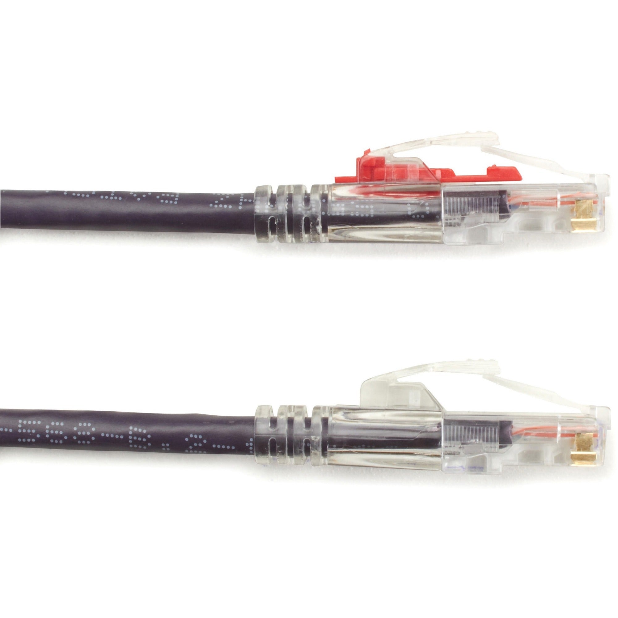 Black Box GigaBase 3 Cat5e UTP Patch Network Cable, 100 ft, RJ-45 Male/Male, 24 AWG, Gold Plated Contacts, Snagless Boot, Purple, 1 Each