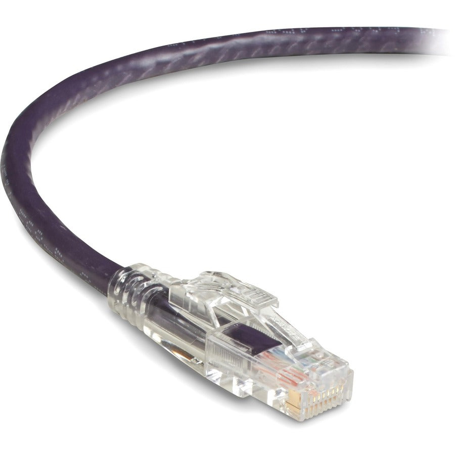 Black Box GigaBase 3 Cat5e UTP Patch Network Cable, 100 ft, RJ-45 Male/Male, 24 AWG, Gold Plated Contacts, Snagless Boot, Purple, 1 Each