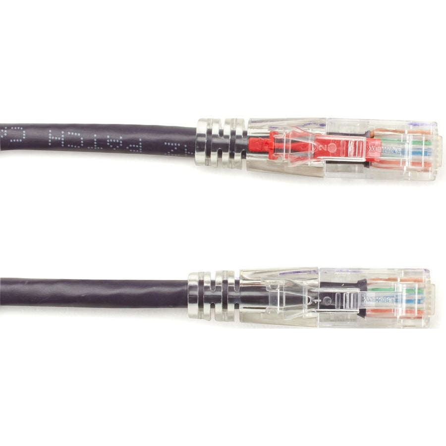 Black Box GigaBase 3 Cat5e UTP Patch Network Cable, 100 ft, RJ-45 Male/Male, 24 AWG, Gold Plated Contacts, Snagless Boot, Purple, 1 Each