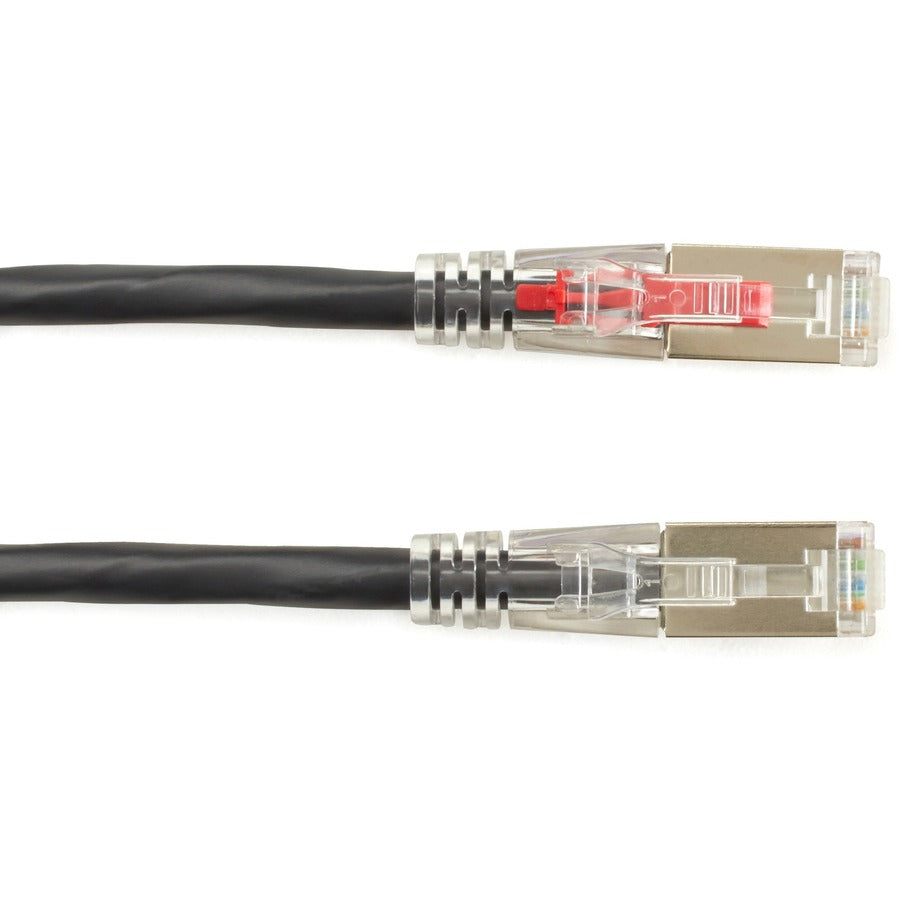 Black Box GigaTrue 3 CAT6A 650-MHz Locking Snagless Shielded Patch Cable, 3 ft, RJ-45 Male/Male, 26 AWG, Black, 1 Each