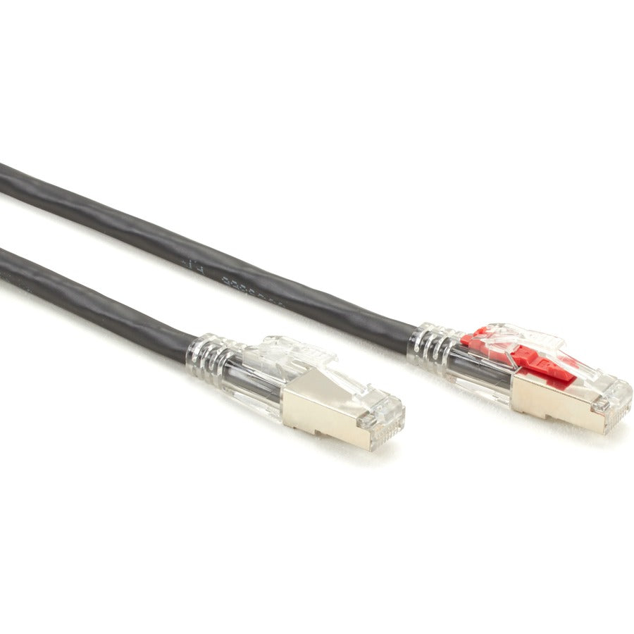 Black Box GigaTrue 3 CAT6A 650-MHz Locking Snagless Shielded Patch Cable, 3 ft, RJ-45 Male/Male, 26 AWG, Black, 1 Each