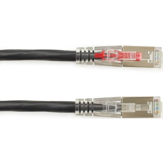 Black Box GigaTrue 3 CAT6A 650-MHz Locking Snagless Patch Cable, 7 ft, Shielded, RJ-45 Male/Male, 26 AWG, Black, 1 Each