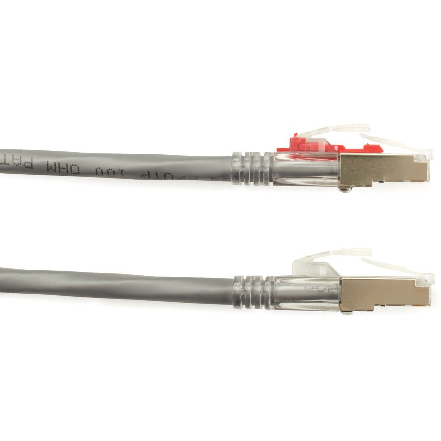 Black Box GigaTrue 3 CAT6A 650-MHz Locking Snagless Patch Cable, Shielded, 3 ft, RJ-45 Male/Male, 26 AWG, Gray, Gold Plated Contacts, 1 Each