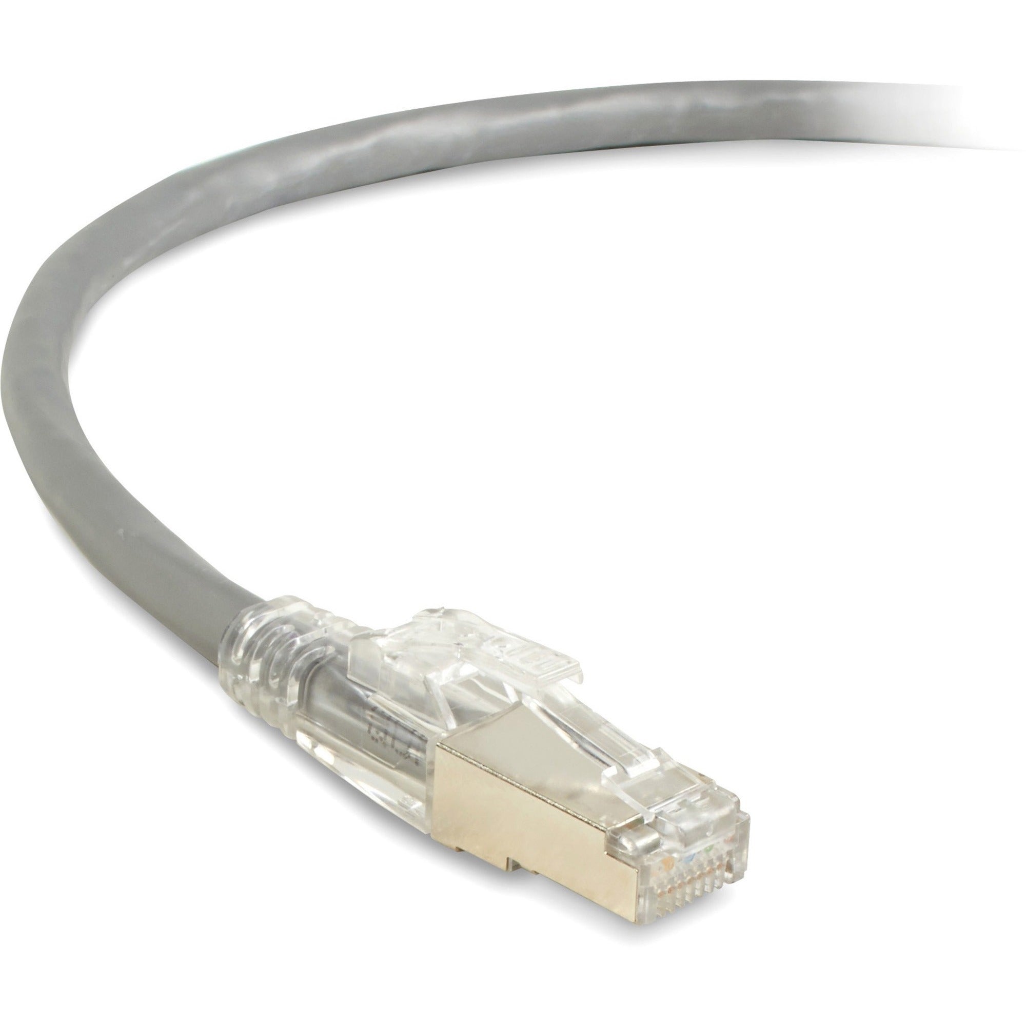 Black Box GigaTrue 3 CAT6A 650-MHz Locking Snagless Patch Cable, Shielded, 3 ft, RJ-45 Male/Male, 26 AWG, Gray, Gold Plated Contacts, 1 Each
