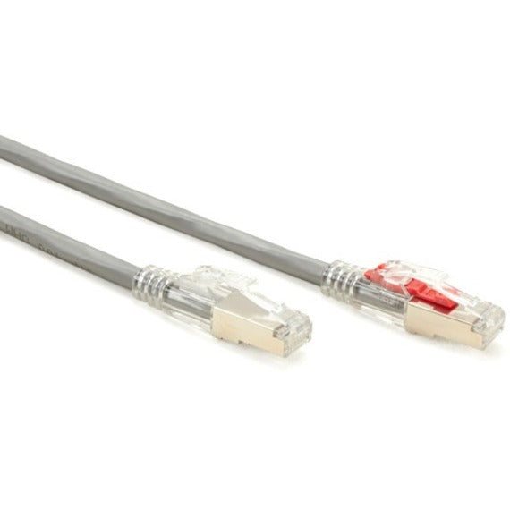 Black Box GigaTrue 3 CAT6A 650-MHz Locking Snagless Patch Cable, Shielded, RJ-45 Male/Male, 5 ft, 26 AWG, Gray, 1 Each