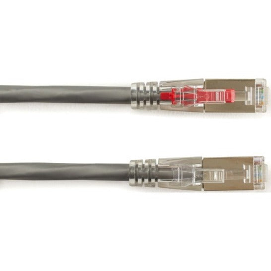 Black Box GigaTrue 3 CAT6A 650-MHz Locking Snagless Patch Cable, Shielded, RJ-45 Male/Male, 5 ft, 26 AWG, Gray, 1 Each