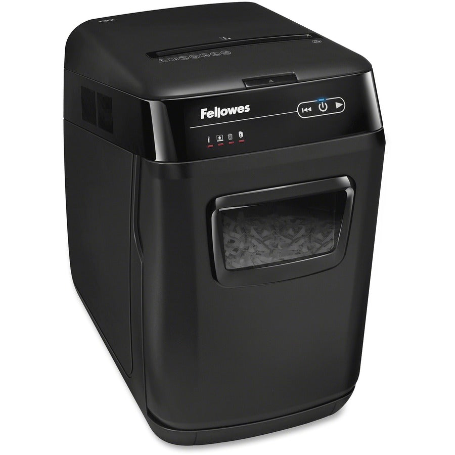 Cross Cut - 150 Per Pass - for shredding Staples, Paper Clip, Credit Card, Paper, CD, DVD, Junk Mail - 0.156" x 1.500" Shred Size - P-4 - 11 ft/min - 9" Throat - 10 Minute Run Time - 25 Minute Cool Down Time - 8.50 gal Wastebin Capacity - Black